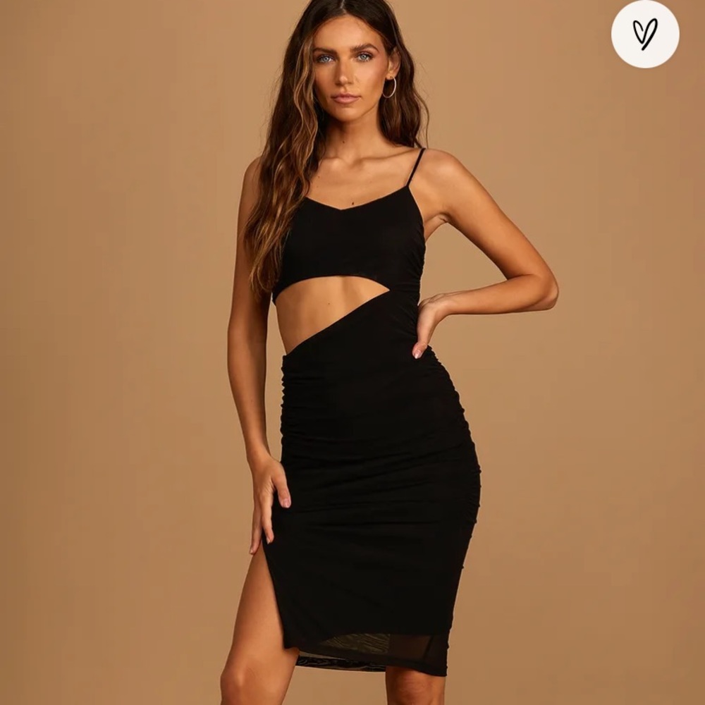 Lulus black ruched cut out body con dress